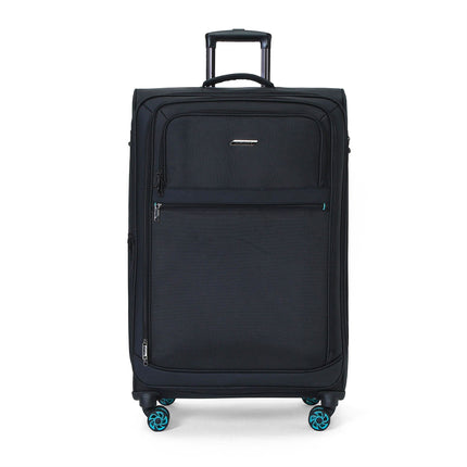 Soft Shell Black 1680D Polyester Suitcase Set 8 Wheel TSA Lock Luggage