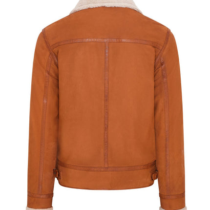 Mens Real Sheep Suede Bomber Jacket Aviator Jacket with Fur Lining