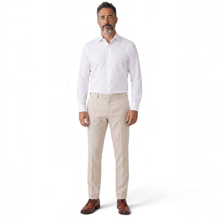 Mens Cream Check Tailored Trousers Formal Pants - Regent