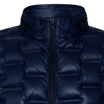 Men's Puffer Quilted Bomber Leather Jacket - Recife