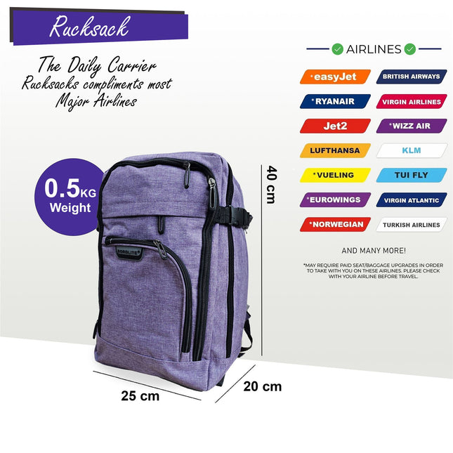 Backpack Rucksack 40x20 x25 cm Underseat Travel Cabin Bag for Easy Jet, Ryanair