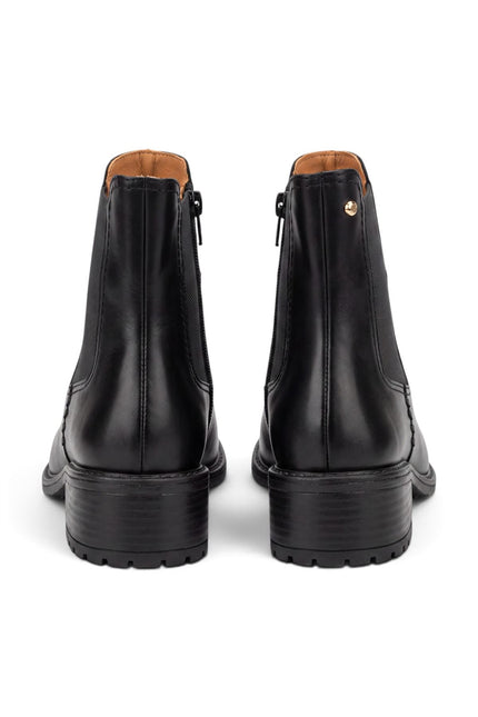 Pikolinos Women's Black Leather Chelsea Heeled Ankle Boots - Medina