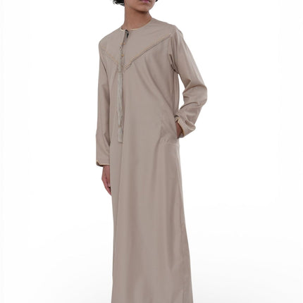 Kids Boys Ramadan Beige Moroccan Jubba Robe Djellaba Eid Thobe - K-TT-006