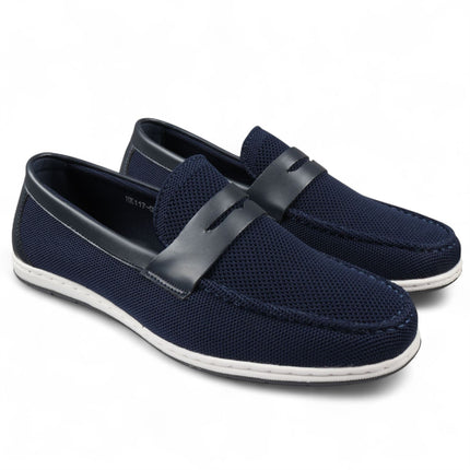 Men’s Navy Breathable Loafers Lightweight Slip-On