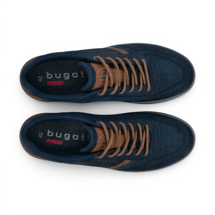 Bugatti Men's Navy Blue Leather Fashion Comfort Trainer Shoes - Llopart
