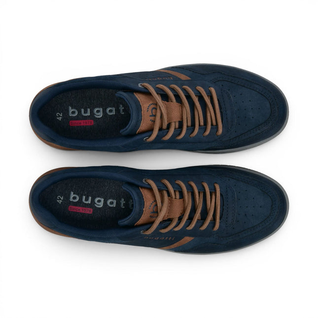 Bugatti Men's Navy Blue Leather Fashion Comfort Trainer Shoes - Llopart