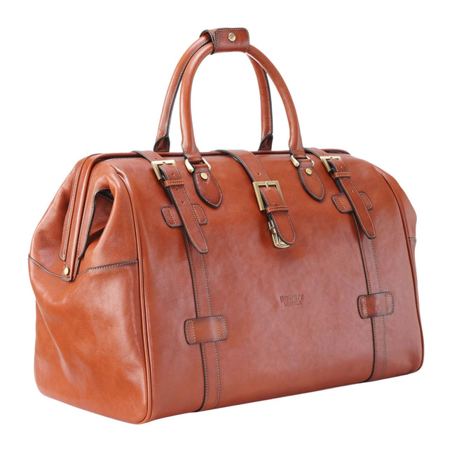 Genuine Leather Tan Duffle Holdall Vintage Travel Gym Bag - Windsor