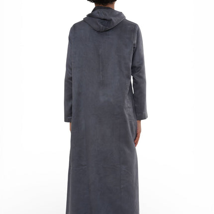 Kids Boys Hooded Eid Grey Moroccan Jubba Robe Ramadan Eid Thobe - K-HM12