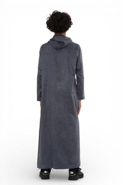 Kids Boys Hooded Eid Grey Moroccan Jubba Robe Ramadan Eid Thobe - K-HM12