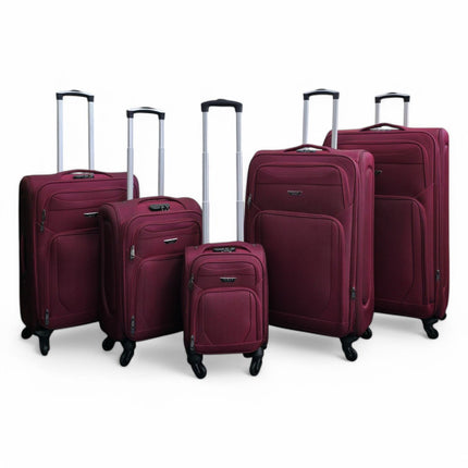 Soft Shell Lightweight Nylon Suitcase Set 4 Wheel Travel Case Holiday Bags