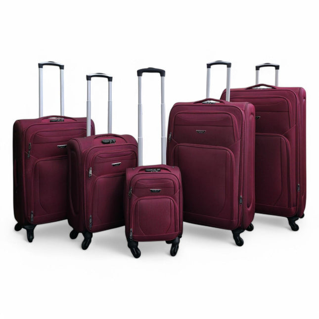 Soft Shell Lightweight Nylon Suitcase Set 4 Wheel Travel Case Holiday Bags