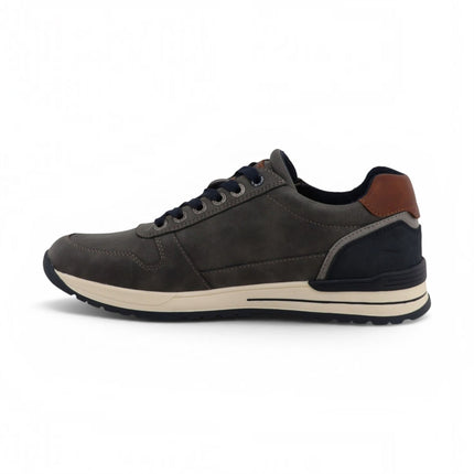 Mustang Men's Grey Faux Leather Trainer Sneaker Shoes - M0281006