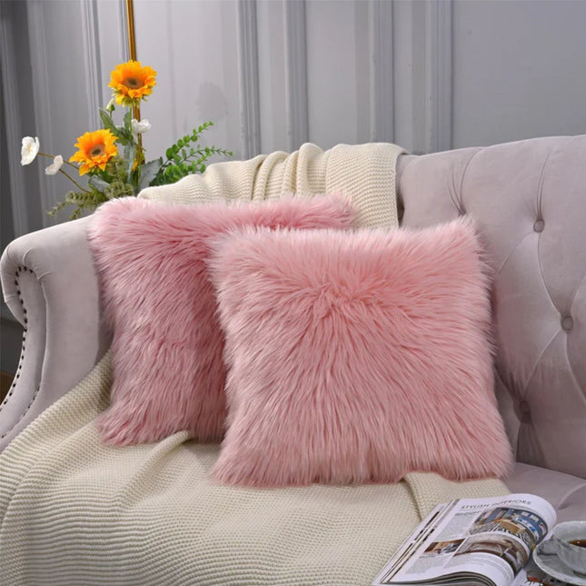 Genuine Sheepskin Pink  40x40cm Real Wool Single Sided Cushion