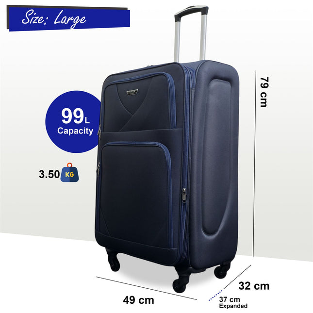 Soft Shell Lightweight Nylon Suitcase Set 4 Wheel Travel Case Holiday Bags