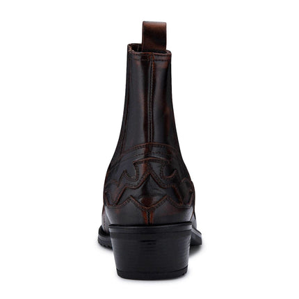 Mens Black/Brown Winklepicker Cowboy Ankle Boots