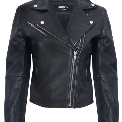 Womens Classic Red Nappa Leather Retro Biker Jacket-Bergen