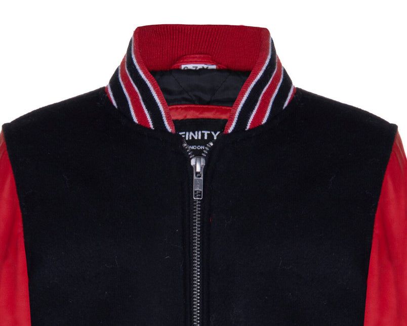 Kids Varsity Bomber Jacket with Real Leather Sleeves