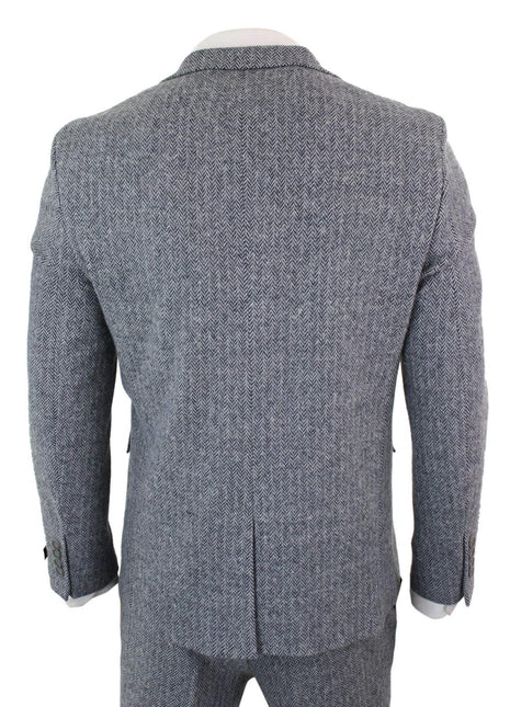 Men's 3 Piece Grey Herringbone Tweed Suit