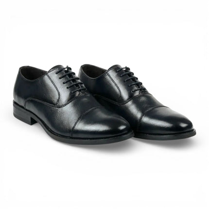 Men's Black Patent PU Leather Cap-Toe Oxford Formal Brogue Shoes