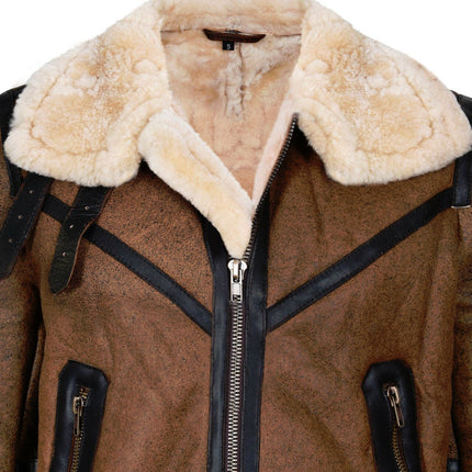 Mens Brown Vintage Pilot B3 Sheepskin Jacket- KNOXVILLE