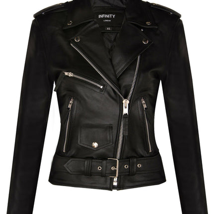 Women's Cowhide Brando Leather Biker Jacket-Murcia
