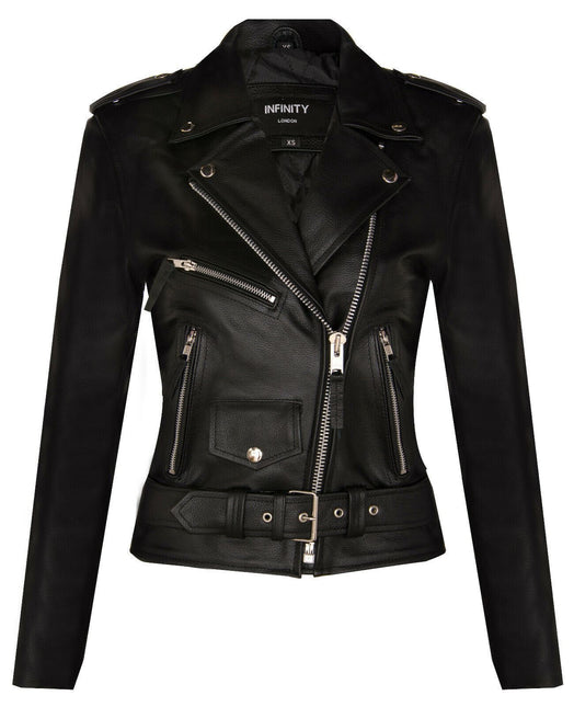 Women's Cowhide Brando Leather Biker Jacket-Murcia