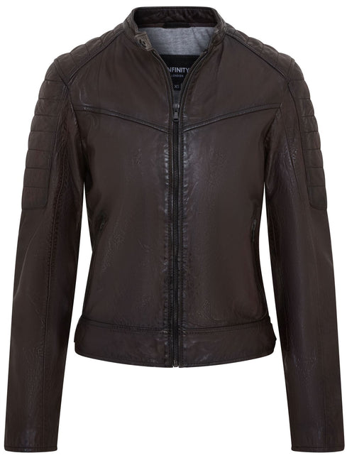 Womens Retro Biker Quilted Vintage Leather Fitted Motorcycle Jacket