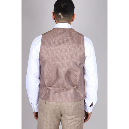 Mens IM2 Classic Plain Beige 3 Piece Suit