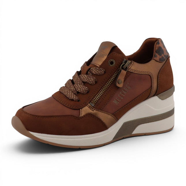 Mustang Women's Tan Cream Platform Sneaker Trainer Casual Shoes - M0872002