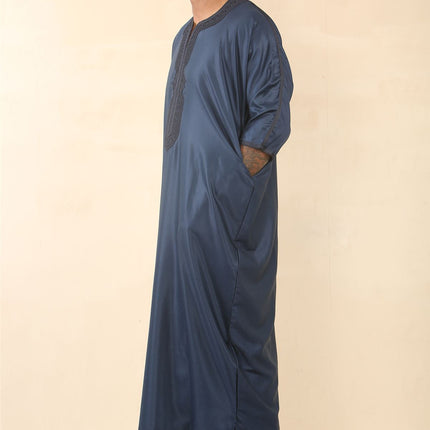Men's Blue Moroccan Thobe Djellaba Jubba Robe Eid