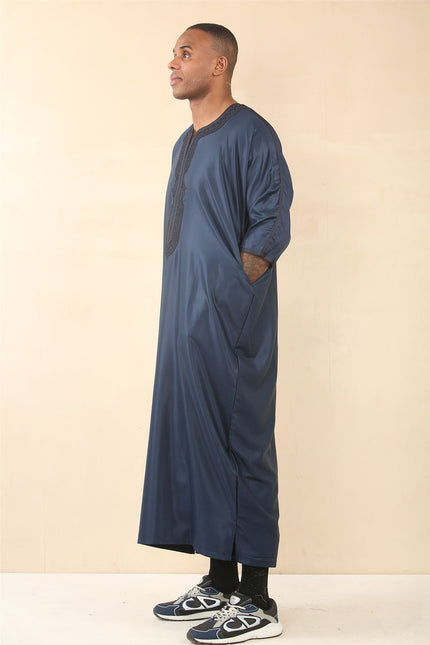 Men's Blue Moroccan Thobe Djellaba Jubba Robe Eid