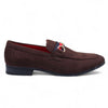 Men's Brown Suede Loafers with Gold Buckle Slip-On Dress Shoes
