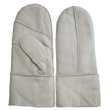 Infinity Leather Womens Grey Genuine Real Sheepskin Mittens Warm Gloves