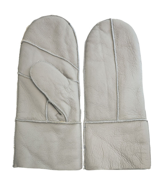 Infinity Leather Womens Grey Genuine Real Sheepskin Mittens Warm Gloves