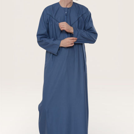 Men's Eid Blue Moroccan Thobe Robe Djellaba Ramadan Eid Jubba- HM10