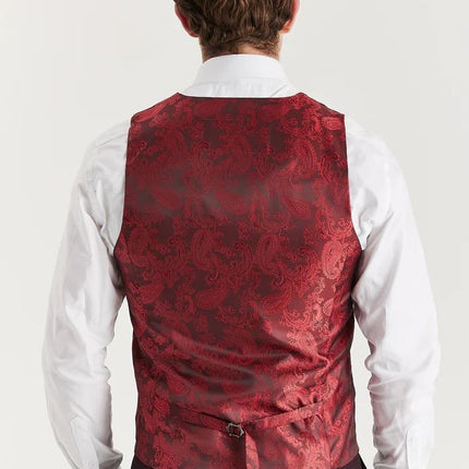 Men's Wine Suit Waistcoat Prince Of Wales Formal Waistcoat