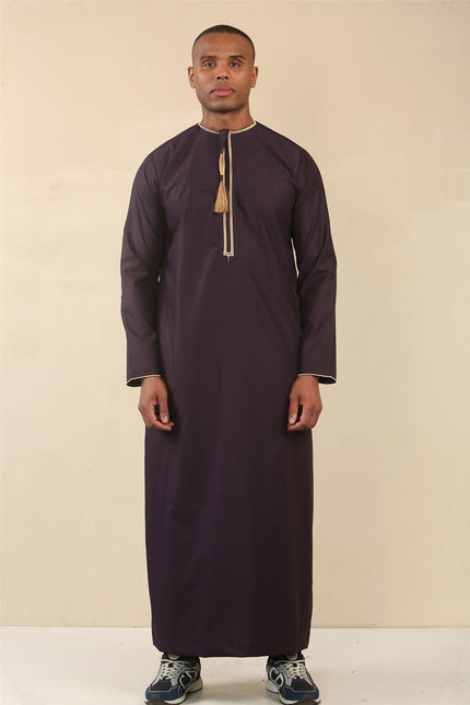 Men's Omani Eid Purple Thobe  Saudi Emirati Jubba Robe