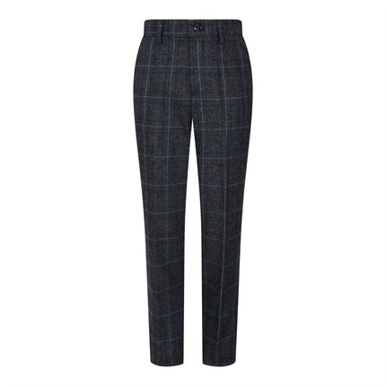 Boys 3 Piece Charcoal Grey Tweed Check Vintage Retro Suit