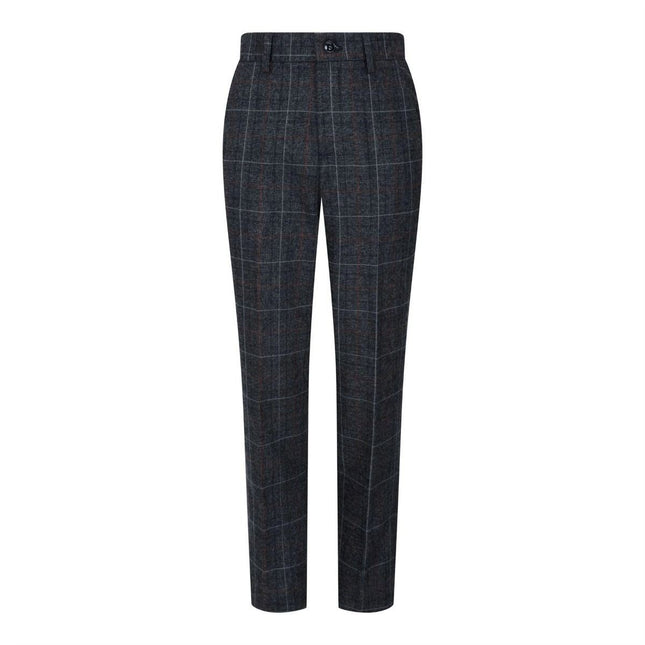 Boys 3 Piece Charcoal Grey Tweed Check Vintage Retro Suit