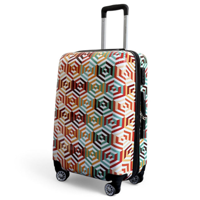 Strong Expandable Hard Shell Dual 4 Wheel Suitcase Set Print Luggage Cabin Travel Bag