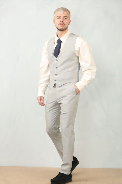 Men's 3 Piece Prince Of Wales Grey Suit Workwear