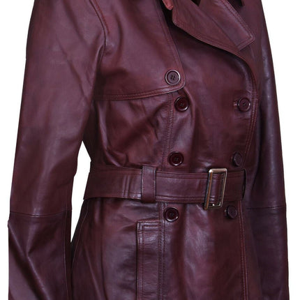 Womens Nappa Leather Trench Coat-Mosul