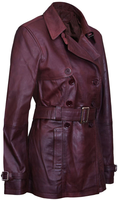 Womens Nappa Leather Trench Coat-Mosul