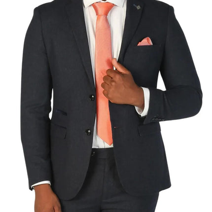 Men's Navy Blue Wool Blend Tweed Formal Blazer