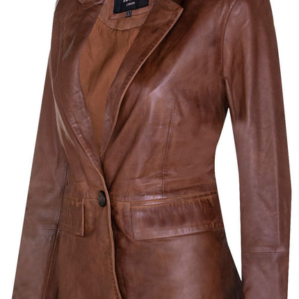 Womens Soft Leather Blazer Jacket-Apeldoorn