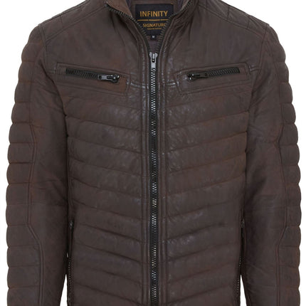Men's Puffer Leather Biker Quilted Vintage Bomber Jacket