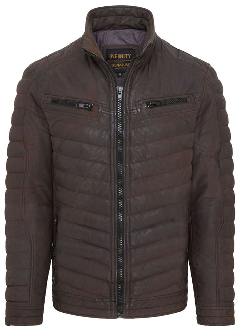 Men's Puffer Leather Biker Quilted Vintage Bomber Jacket