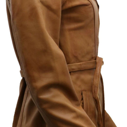 Womens Leather Long Biker Jacket-Muscat