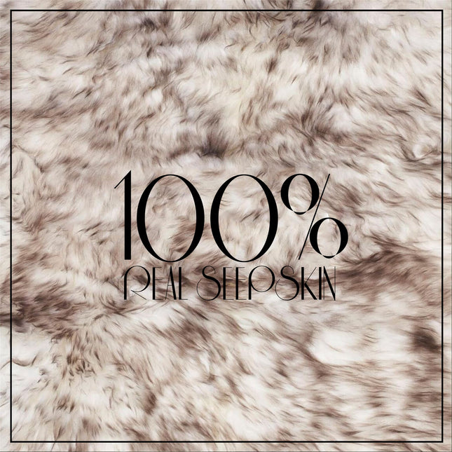 Genuine Black Wolf Tip Sheepskin Natural Silky Soft Fluffy Real Wool Rug