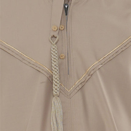 Kids Boys Ramadan Beige Moroccan Jubba Robe Djellaba Eid Thobe - K-TT-006